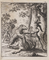 KG 05997
<br/>
Godfried van Bouillon doodt een beer
<br/>
<em>Luyken, Jan (1649-1712)</em>